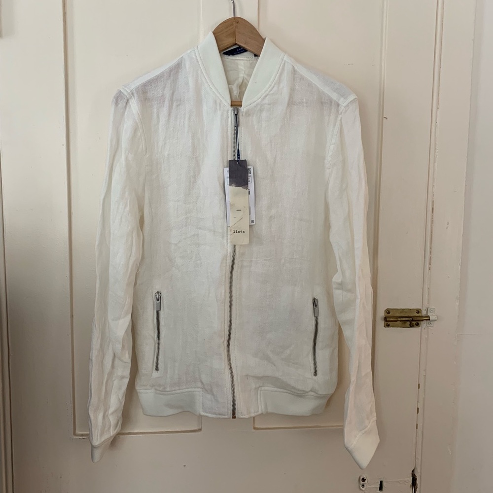 White linen bomber jacket